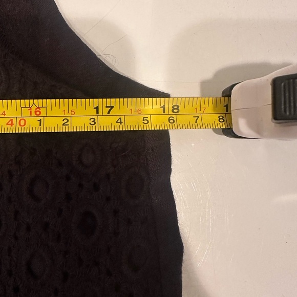 Linen Blend Black Eyelet Lace Zip Up Blend Vest Sz Medium Whimsigoth Romantic - Picture 6 of 8